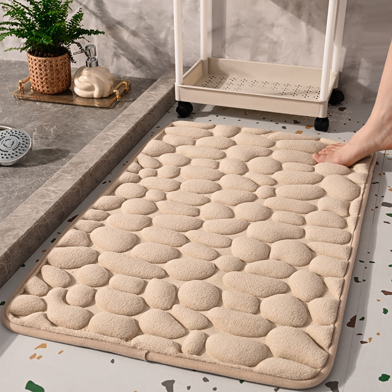 Pebble Texture Entryway Mat - Non-slip Bathroom Rug, Bedroom Side Floor Mat for Home Use