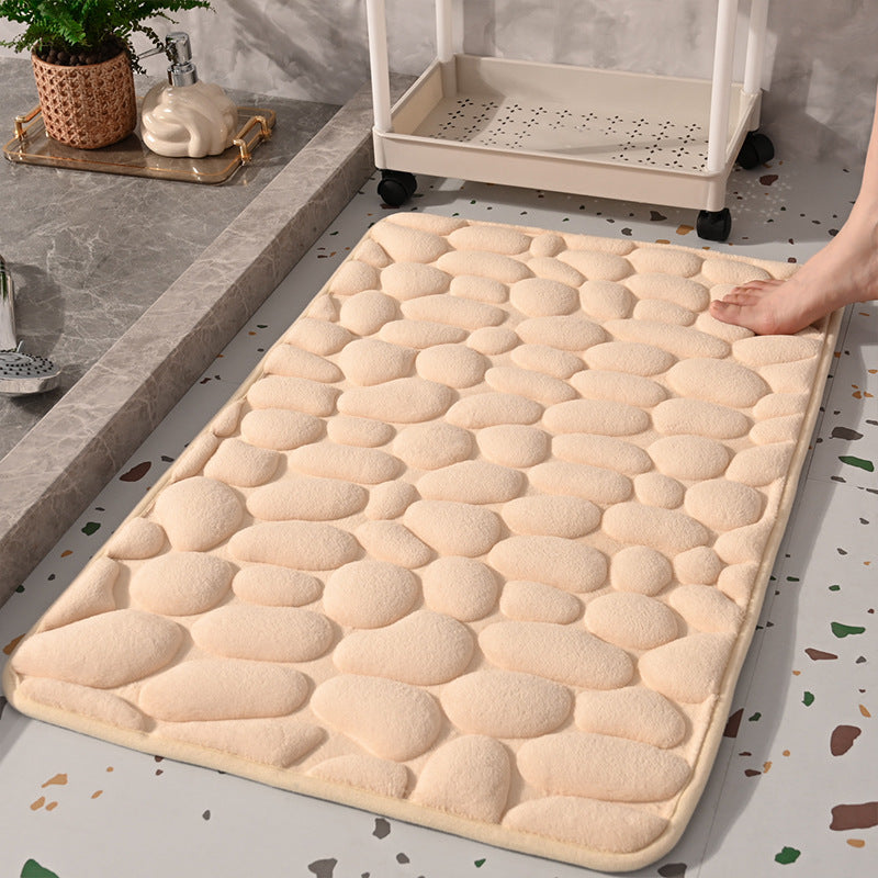 Pebble Texture Entryway Mat - Non-slip Bathroom Rug, Bedroom Side Floor Mat for Home Use