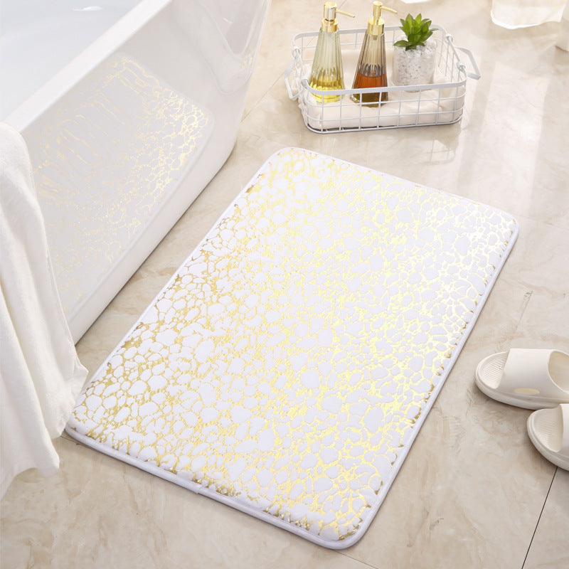 Leopard Print Sponge Gold Foil Entryway Mat - Non-slip Absorbent Rug for Bathroom, Kitchen - Home Use