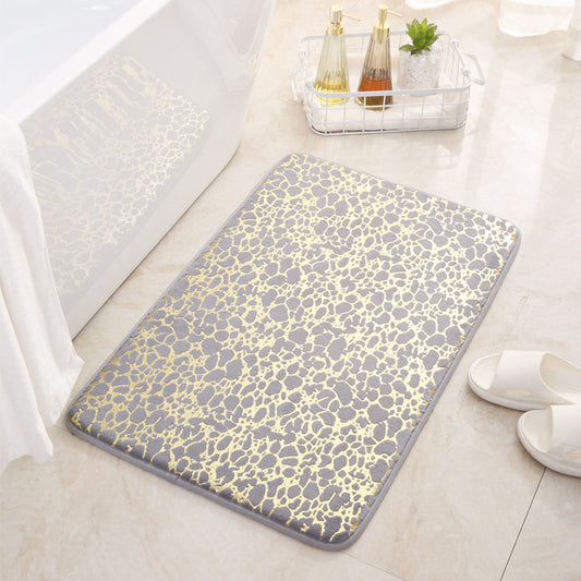 Leopard Print Sponge Gold Foil Entryway Mat - Non-slip Absorbent Rug for Bathroom, Kitchen - Home Use