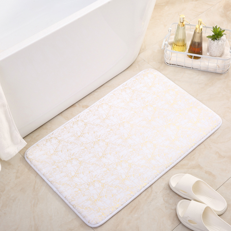 Modern Minimalist Sponge Gold Foil Entryway Mat - Absorbent Non-slip Bathroom Mat for Home Use