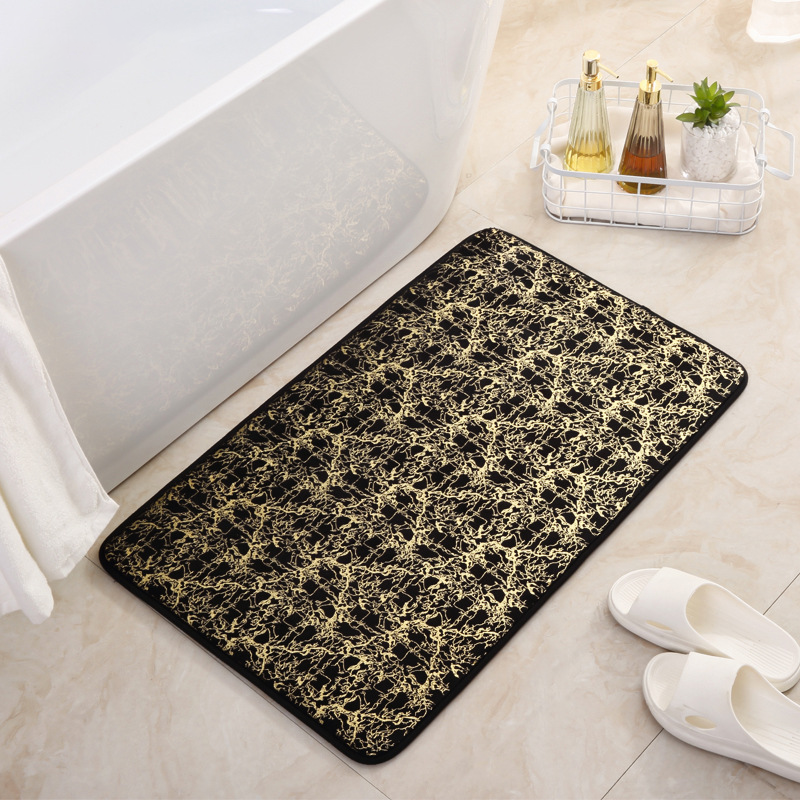 Modern Minimalist Sponge Gold Foil Entryway Mat - Absorbent Non-slip Bathroom Mat for Home Use