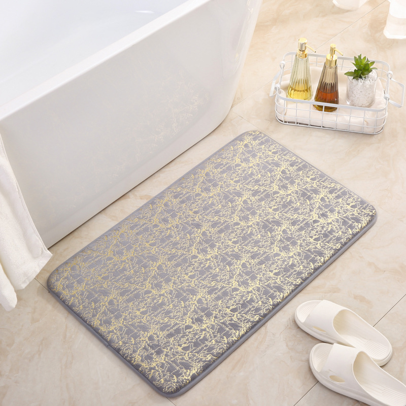 Modern Minimalist Sponge Gold Foil Entryway Mat - Absorbent Non-slip Bathroom Mat for Home Use