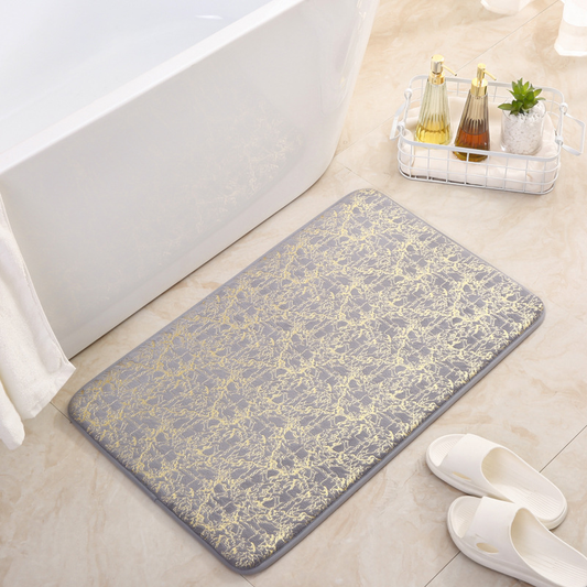 Modern Minimalist Sponge Gold Foil Entryway Mat - Absorbent Non-slip Bathroom Mat for Home Use