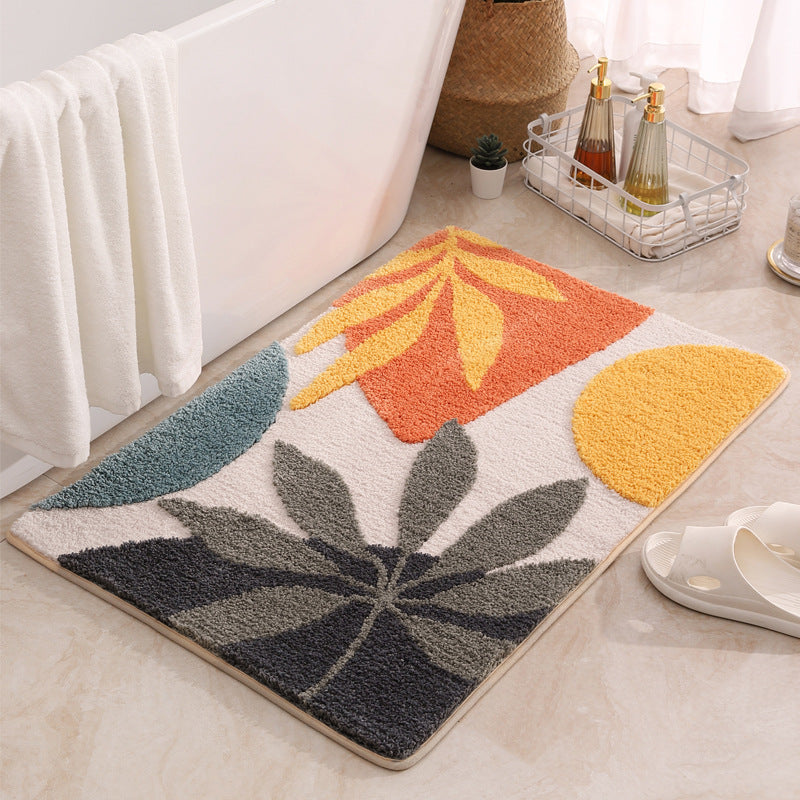 Modern Minimalist Flocked Rug - Non-slip Mat for Living Room, Entryway, Bathroom, Kitchen - Home Use