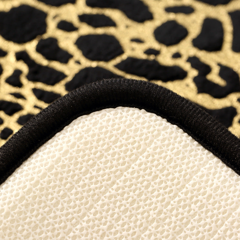 Leopard Print Sponge Gold Foil Entryway Mat - Non-slip Absorbent Rug for Bathroom, Kitchen - Home Use
